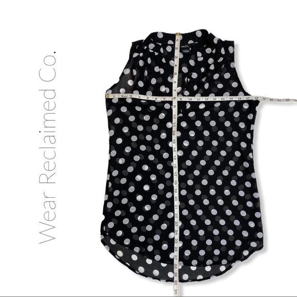 Black & White Polka Dot Sleeveless Tunic Top - Picture 6 of 7